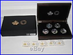 2016/17 CANADA FINE SILVER $20 MAJESTIC ANIMALS 5 COIN COLOR PROOF SET WithBOX COA