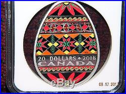 2016 CANADA $20 UKRAINIAN PYSANKA EGG SHAPED SILVER COIN WithBOX NGC PF70 UC ER