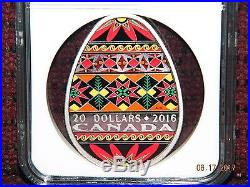 2016 CANADA $20 UKRAINIAN PYSANKA EGG SHAPED SILVER COIN WithBOX NGC PF70 UC ER