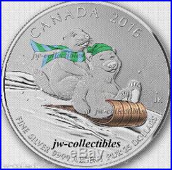 2016 CANADA $25 for $25 (#2) BEAR+BEAVER ON TOBOGGAN. 9999 Silver Coin PRE-ORDER