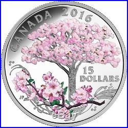 2016 Canada $15 3/4 oz Silver Celebration of Spring Cherry Blossoms Coin No Tax