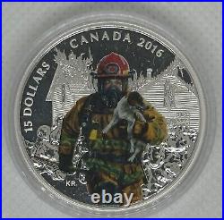 2016 Canada $15 National Heroes Firefighter Silver in Mint Packaging with COA