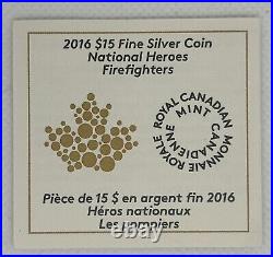 2016 Canada $15 National Heroes Firefighter Silver in Mint Packaging with COA