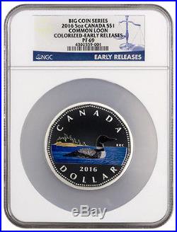 2016 Canada $1 5 oz. Colorized Silver Big Coin Common Loon NGC PF69 ER SKU38587