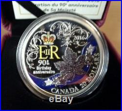 2016 Canada 1 Oz Silver Coin A Celebration of Her Majestys 90th Birthday