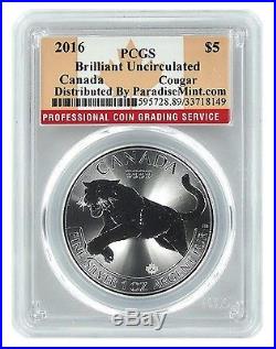 2016 Canada 1oz Silver Cougar PCGS Brilliant Uncirculated 20 Pack withPCGS Case
