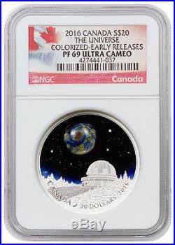 2016 Canada $20 1 Oz Colorized Proof Silver Universe NGC PF69 UC ER SKU36640