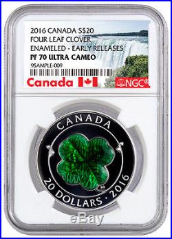 2016 Canada $20 1 Oz Enameled Silver Four-Leaf Clover NGC PF70 UC ER SKU39712