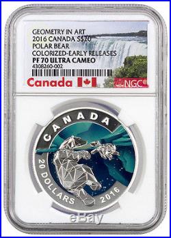 2016 Canada $20 1 Oz Proof Silver Geometry Polar Bear NGC PF70 UC ER SKU39376