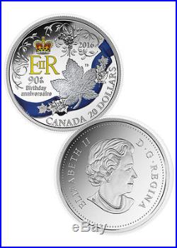 2016 Canada $20 1oz Proof Silver Queen Elizabeth II 90th Birthday WithOGP SKU40532