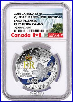 2016 Canada $20 1oz Silver Queen Elizabeth II 90th Birthday NGC PF70 ER SKU40534