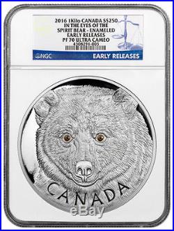 2016 Canada $250 1 Kilo Proof Silver Eyes of Spirit Bear NGC PF70 UC ER SKU39075