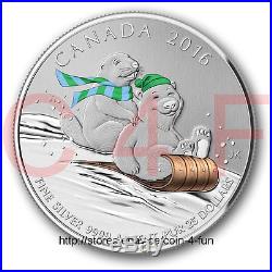2016 Canada $25 for $25 #2 Winter Fun (Toboggan). 9999 Pure Silver Coin
