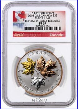 2016 Canada $5 1 Oz Gilt Reverse Proof Silver Maple Leaf NGC PF69 ER SKU37472
