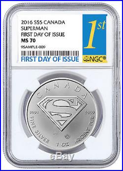2016 Canada $5 1 Oz Silver Superman NGC MS70 First Day of Issue SKU41402