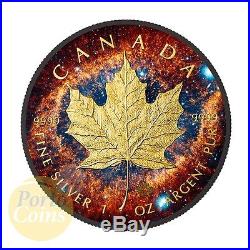 2016 Canada $5 HELIX NEBULA MAPLE Leaf 24k Gold & Ruthenium 1 Oz Silver Coin NEW