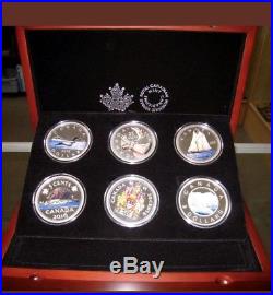 2016 Canada Big Coins Series 5 Oz Color. 9999 Silver Proof 6 Coin Set-Wood Case