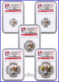 2016 Canada Gilt Rev PF Silver Maple Leaf 5 Coin Fract. Set NGC PF70 ER SKU37473