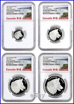 2016 Canada Proof Silver Wolf 4-Coin Fractional Set NGC PF70 ER SKU38580