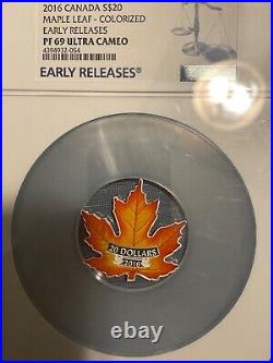 2016 Canada S$20 Maple Leaf Colorized Early Releases PF69 Ultra Cameo