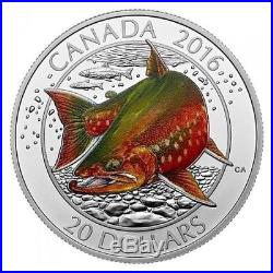 2016 Canada Salmonid Set Of 3 Coins With Len Thompson Fish Lure. All New In Box
