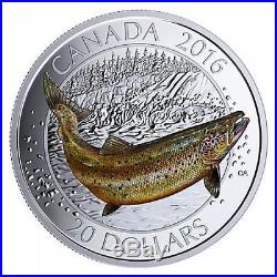 2016 Canada Salmonid Set Of 3 Coins With Len Thompson Fish Lure. All New In Box