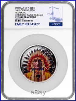 2016 Canada Silver $50 Portrait Of A Chief 5 oz PF70 UC ER NGC Coin #001