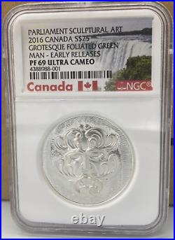 2016 Canada Silver Er Grotesque Wild Green Man Coin 9999 Pf70 Uc S$25 Ngc 2016 Canada Silver Er Grotesque Wild Green Man Coin 9999 Pf70 Uc S$25 Ngc