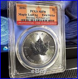 2016 Canadian Canada Maple Leaf Silver $5 Dollar MS70 PCGS First Strike