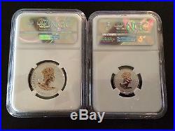 2016 Ngc Pf69 Er Canada Reverse Proof Silver 5 Coin Gilt Maple Leaf Set Blue