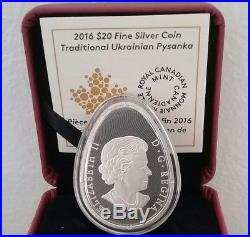 2016 Traditional Ukrainian Pysanka $20 1OZ Egg Shaped Pure Silver Coin Canada