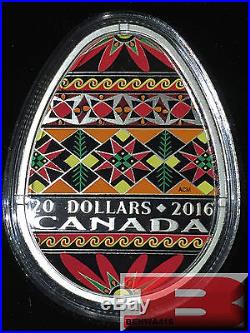 2016 Traditional Ukrainian Pysanka $20 COIN PURE SILVER Canada Egg Shaped 1 Oz