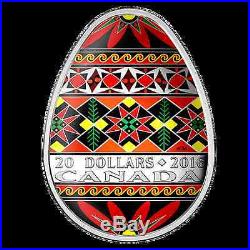2016 Traditional Ukrainian Pysanka $20 COIN PURE SILVER Canada Egg Shaped 1 Oz
