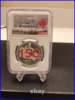 2017 $1 Canada Our Home and Native Land Enamel Colorized Silver Proof NGC PR69