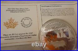 2017 $30 Proof. 9999 Silver CANADA- Animal Cutout Woodland Caribou- With COA