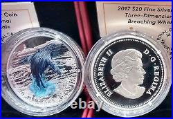 2017 Breaching Humpback Whale Three-Dimensional $20 1OZ Pure Silver Canada Coin