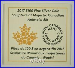 2017 Canada $100 10 oz Pure Silver Coin Sculpture of Majestic Animals Elk