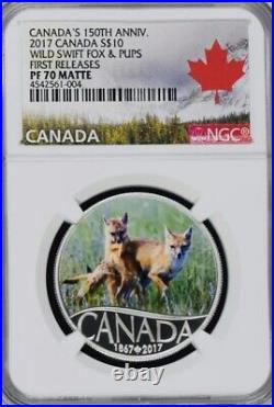 2017 Canada $10 Fine Silver Coin Celebrating Canada's Wild Swift Fox and Pups