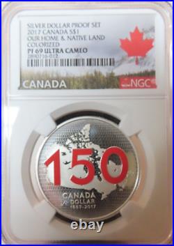 2017 Canada 150th Anniversary Silver Dollar Proof Our Home Native Land NGC PR69