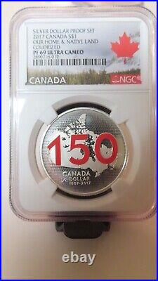 2017 Canada 150th Anniversary Silver Dollar Proof Our Home Native Land NGC PR69