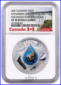 2017 Canada $20 1 Oz Colorized Silver 3D Underwater Life NGC PF70 UC ER SKU44999