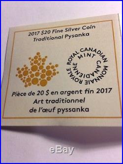 2017 Canada $20 Fine Silver Traditional Ukrainian Pysanka Very Low Serial #19