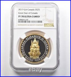 2017 Canada 25 Dollars Silver Gilt Great Seal Of Canada PF70 UCAM NGC 8264 2017 Canada 25 Dollars Silver Gilt Great Seal Of Canada PF70 UCAM NGC 8264