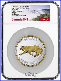 2017 Canada 25c 5 Oz Gilt Silver Big Coin Series Bobcat NGC PF69 ER SKU45006