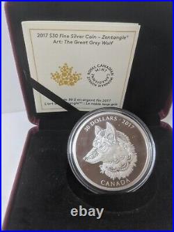 2017 Canada $30 Zentangle Art The Great Grey Wolf 2oz. Silver