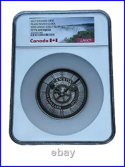 2017 Canada $50 Silver Peace Tower Clock 90th Anniversary ER NGC PF 70 Antiqued
