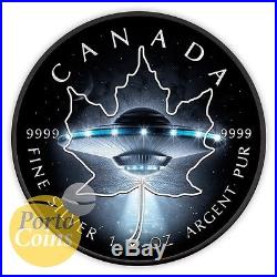 2017 Canada $5 Maple UFO Glow in the Dark 1 oz 9999 Fine Silver BOX & COA NEW