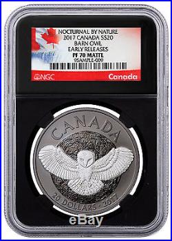 2017 Canada Barn Owl Silver Rhodium-Plated NGC PF70 ER Black Core Excl SKU46581
