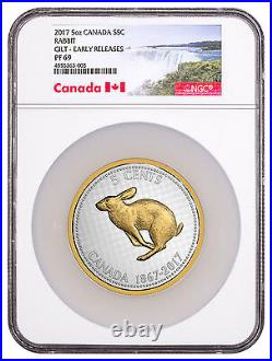 2017 Canada Big Coin Alex Colville Rabbit 5 oz. Silver Gilt NGC PF69 ER