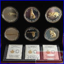 2017 Canada Big Coin Series 6x 5 oz Gold-Plated Silver Coins & Collector Case